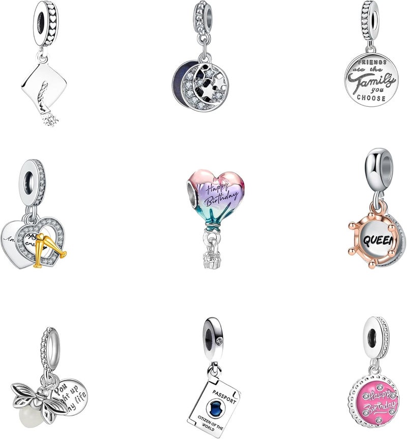 Acrobious 9PCS European Charms Beads Pendant For Bracelet, Charms DIY Bracelets Necklace Jewellery Gift - Image 1